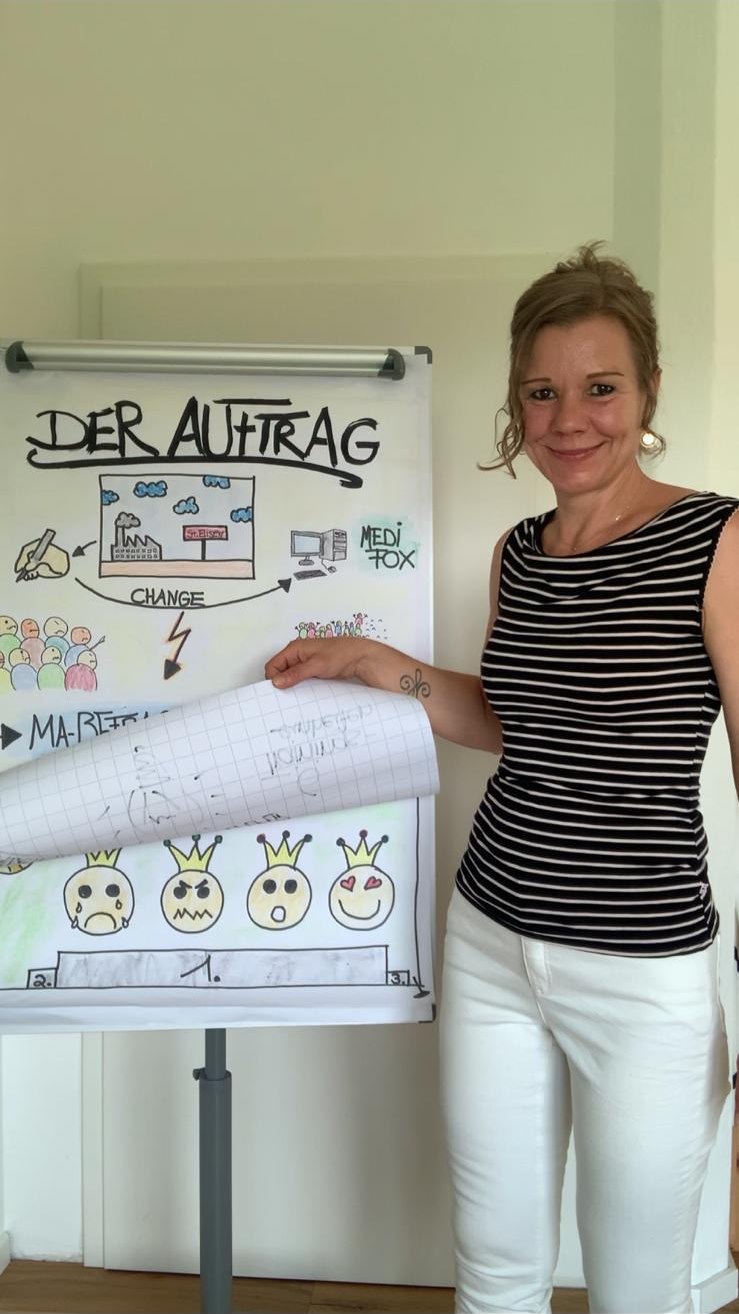Verena Schmieder in einem Workshop am Flipchart